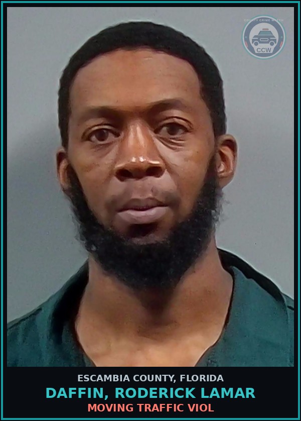 Booking mugshot of DAFFIN, RODERICK LAMAR in Escambia County