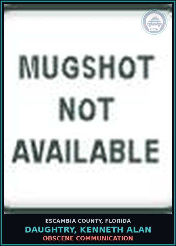 Booking mugshot of DAUGHTRY, KENNETH ALAN in Escambia County