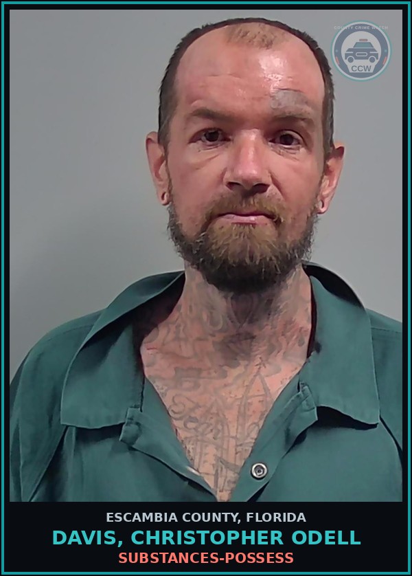 Booking mugshot of DAVIS, CHRISTOPHER ODELL in Escambia County