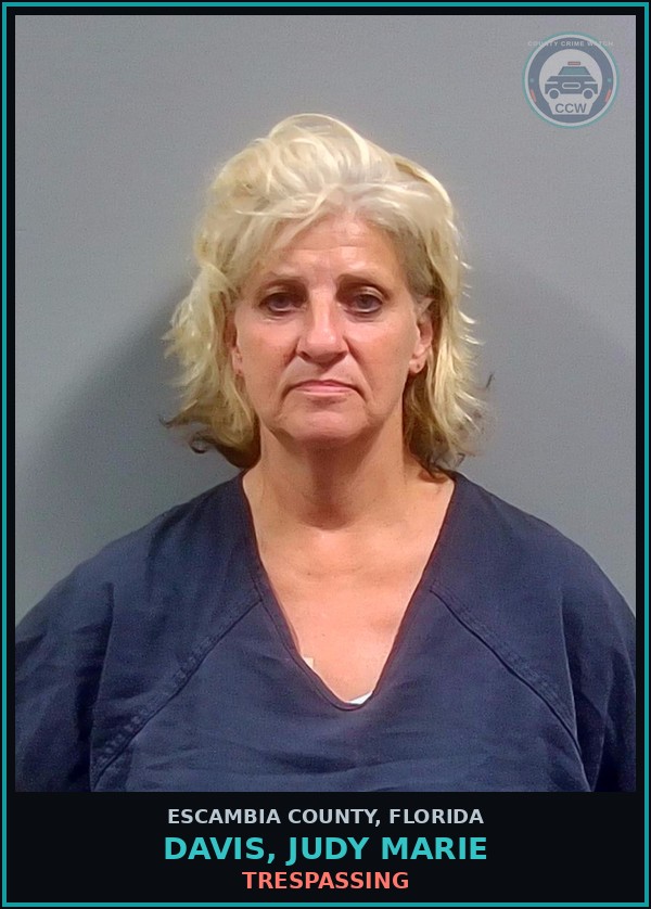 Booking mugshot of DAVIS, JUDY MARIE in Escambia County