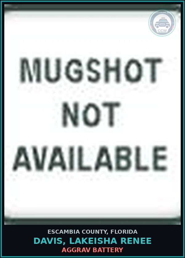 Booking mugshot of DAVIS, LAKEISHA RENEE in Escambia County