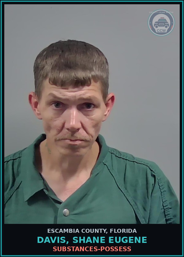 Booking mugshot of DAVIS, SHANE EUGENE in Escambia County