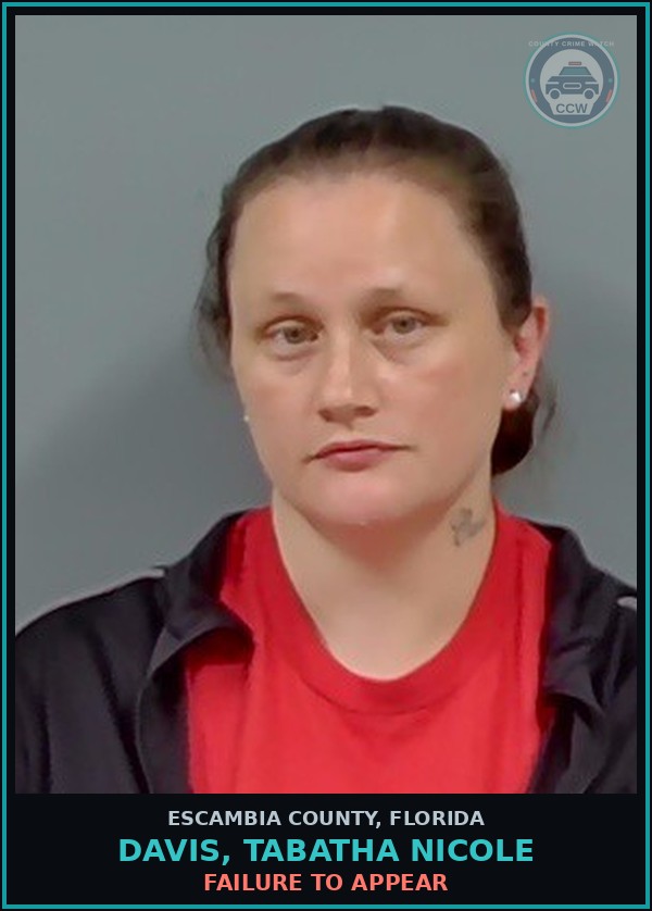 Booking mugshot of DAVIS, TABATHA NICOLE in Escambia County