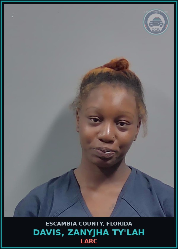 Booking mugshot of DAVIS, ZANYJHA TY'LAH in Escambia County