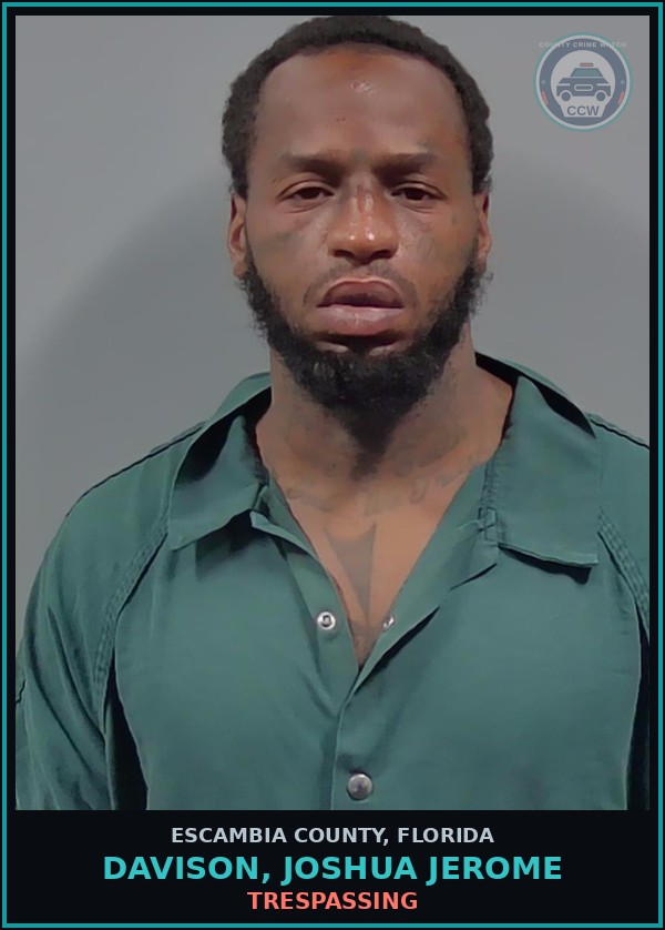 Booking mugshot of DAVISON, JOSHUA JEROME in Escambia County