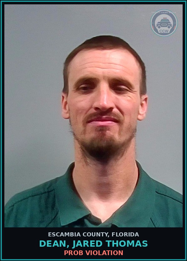 Booking mugshot of DEAN, JARED THOMAS in Escambia County