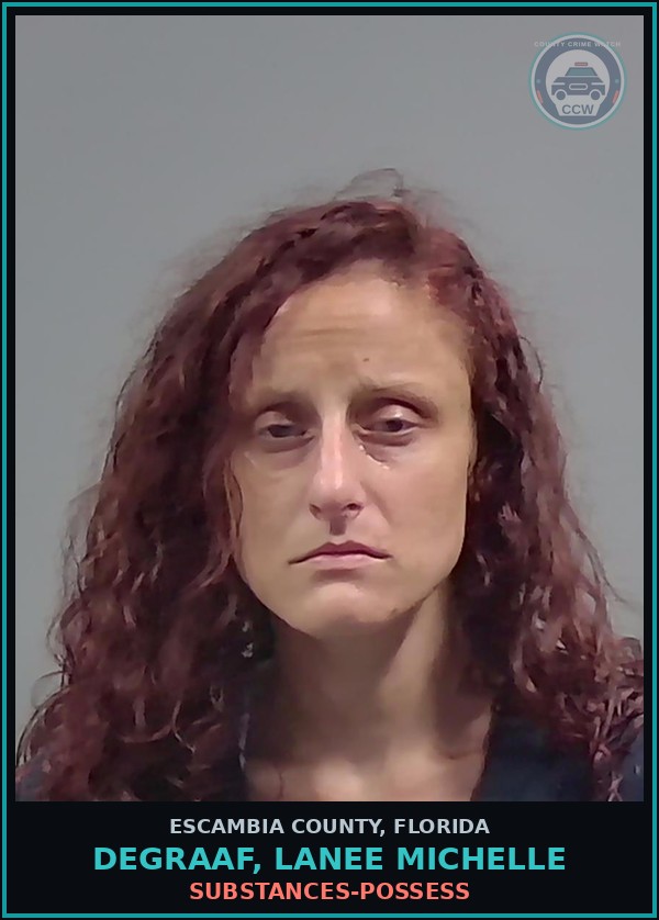 Booking mugshot of DEGRAAF, LANEE MICHELLE in Escambia County