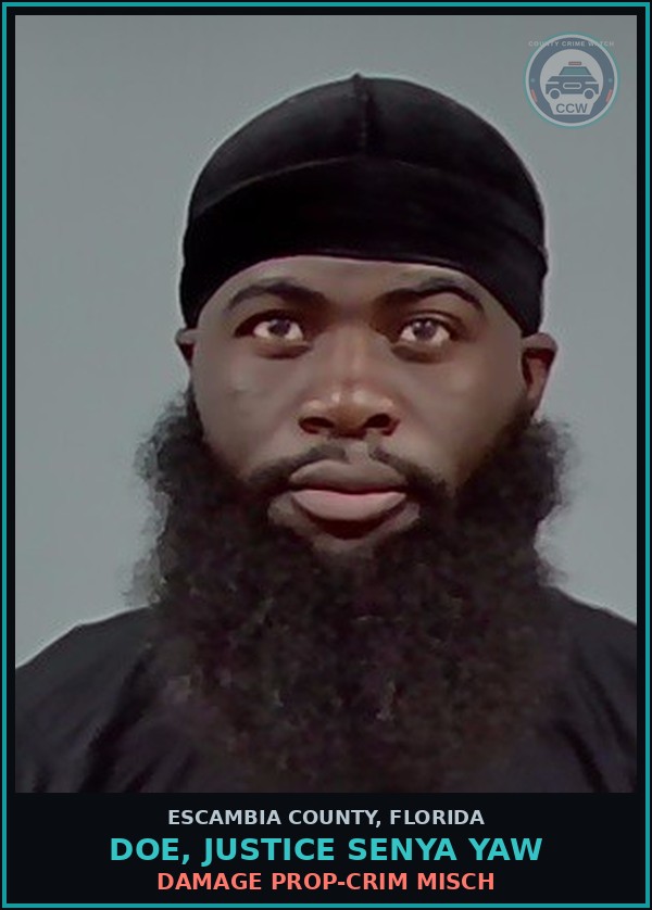Booking mugshot of DOE, JUSTICE SENYA YAW in Escambia County