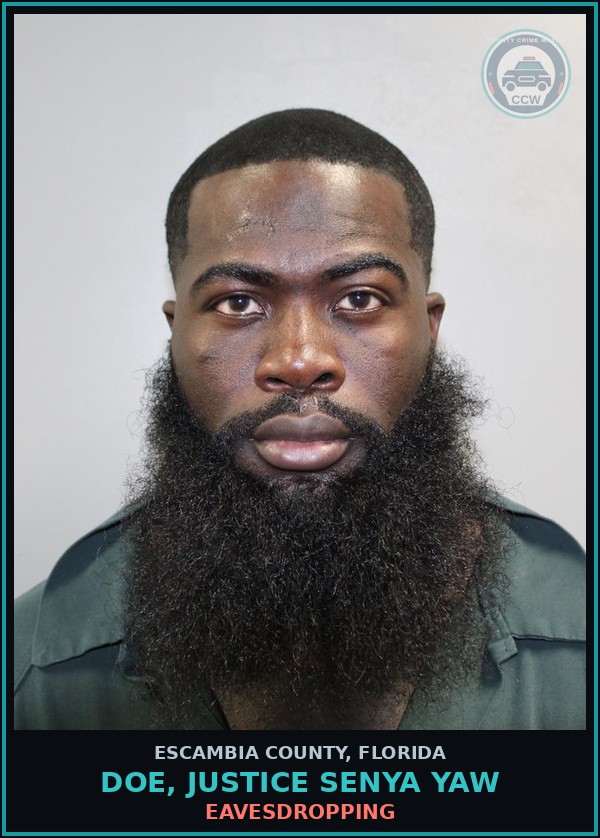 Booking mugshot of DOE, JUSTICE SENYA YAW in Escambia County