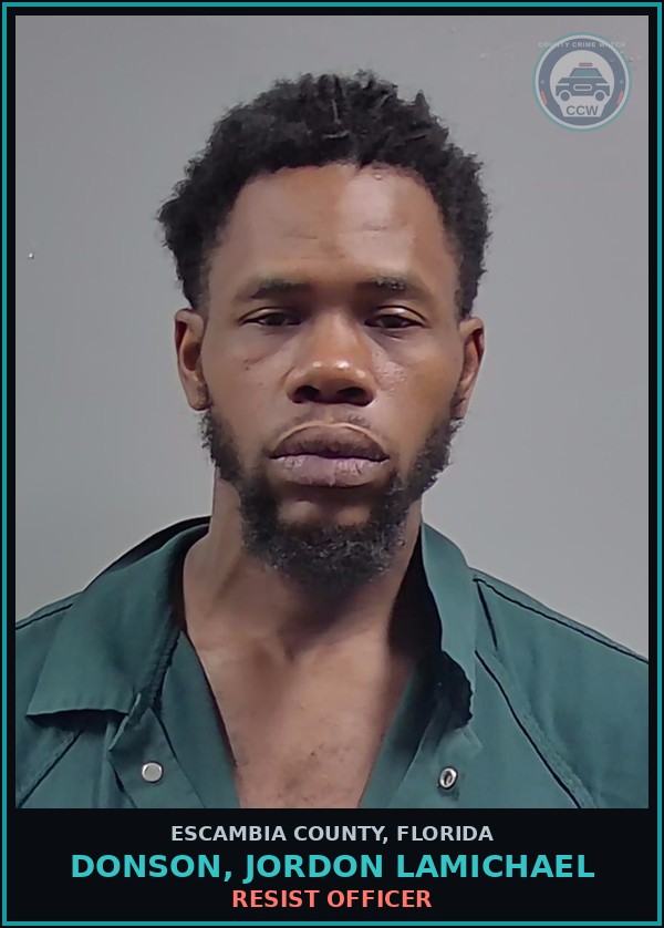 Booking mugshot of DONSON, JORDON LAMICHAEL in Escambia County