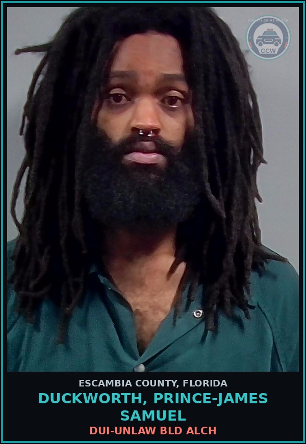 Booking mugshot of DUCKWORTH, PRINCE-JAMES SAMUEL in Escambia County