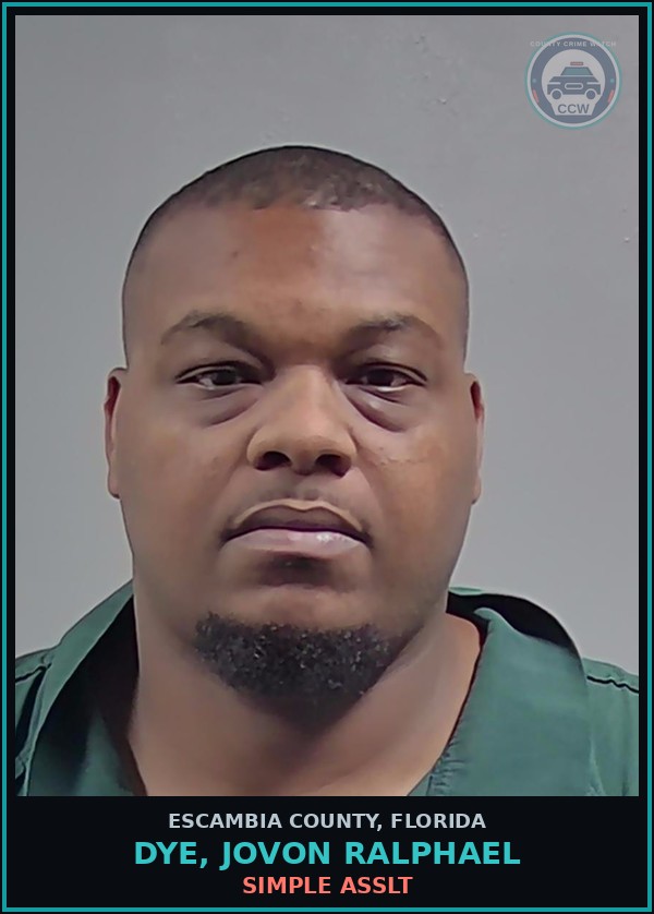 Booking mugshot of DYE, JOVON RALPHAEL in Escambia County
