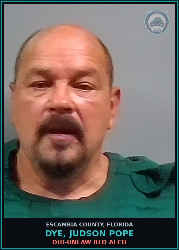 Booking mugshot of DYE, JUDSON POPE in Escambia County