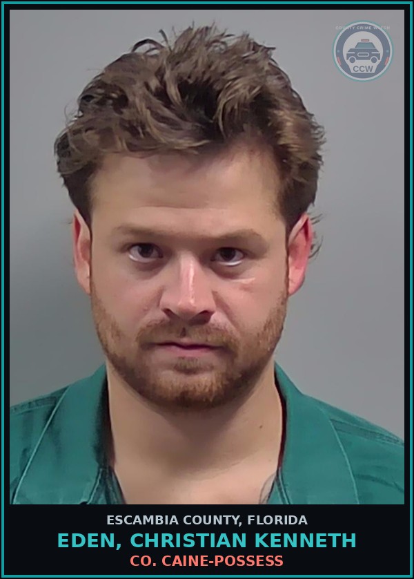 Booking mugshot of EDEN, CHRISTIAN KENNETH in Escambia County