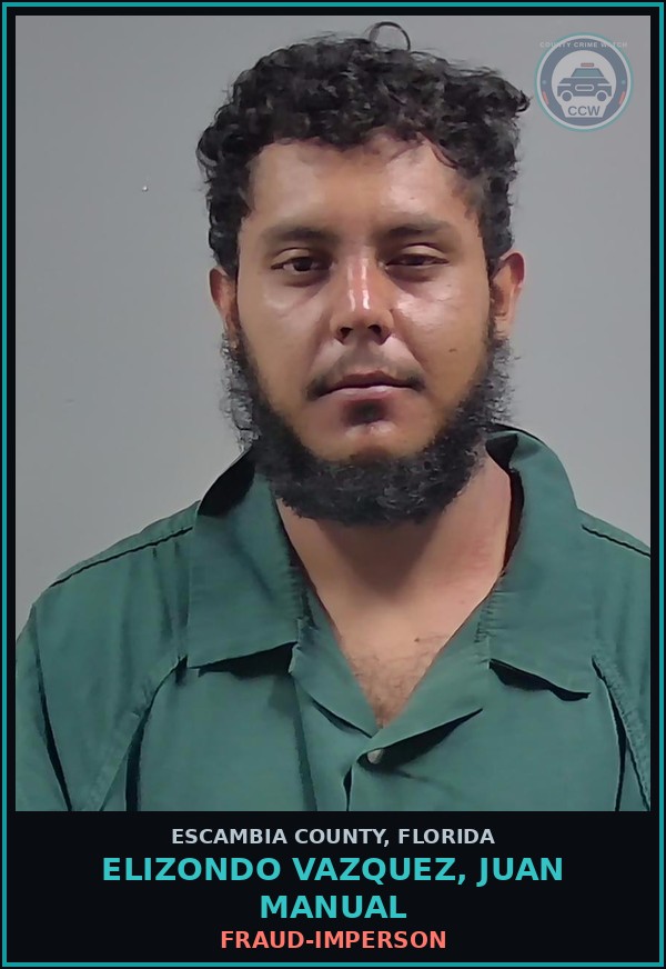 Booking mugshot of ELIZONDO VAZQUEZ, JUAN MANUAL in Escambia County