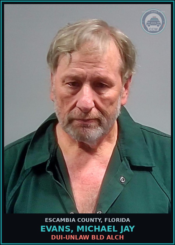 Booking mugshot of EVANS, MICHAEL JAY in Escambia County