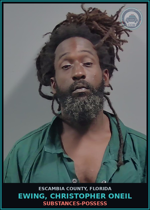 Booking mugshot of EWING, CHRISTOPHER ONEIL in Escambia County