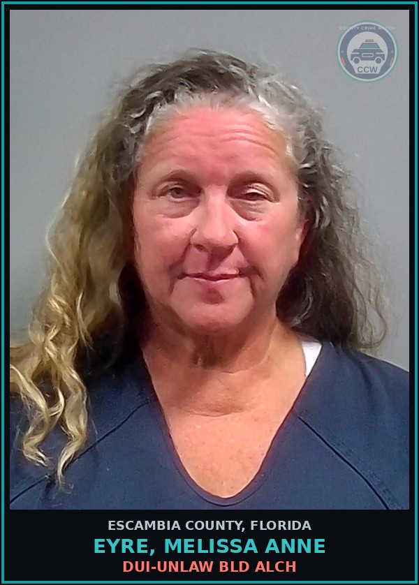 Booking mugshot of EYRE, MELISSA ANNE in Escambia County
