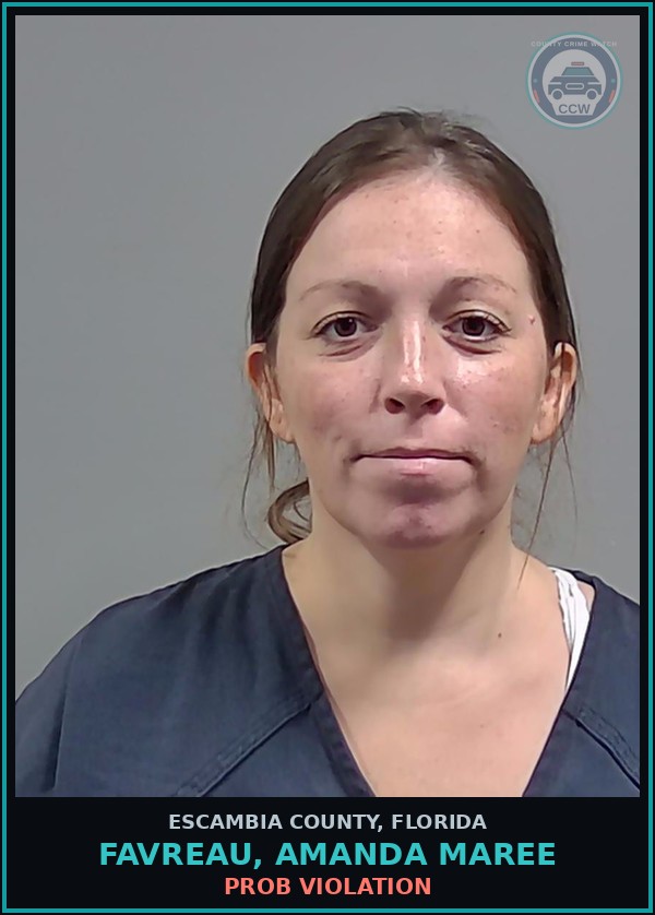 Booking mugshot of FAVREAU, AMANDA MAREE in Escambia County