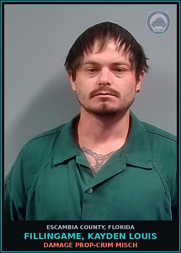 Booking mugshot of FILLINGAME, KAYDEN LOUIS in Escambia County