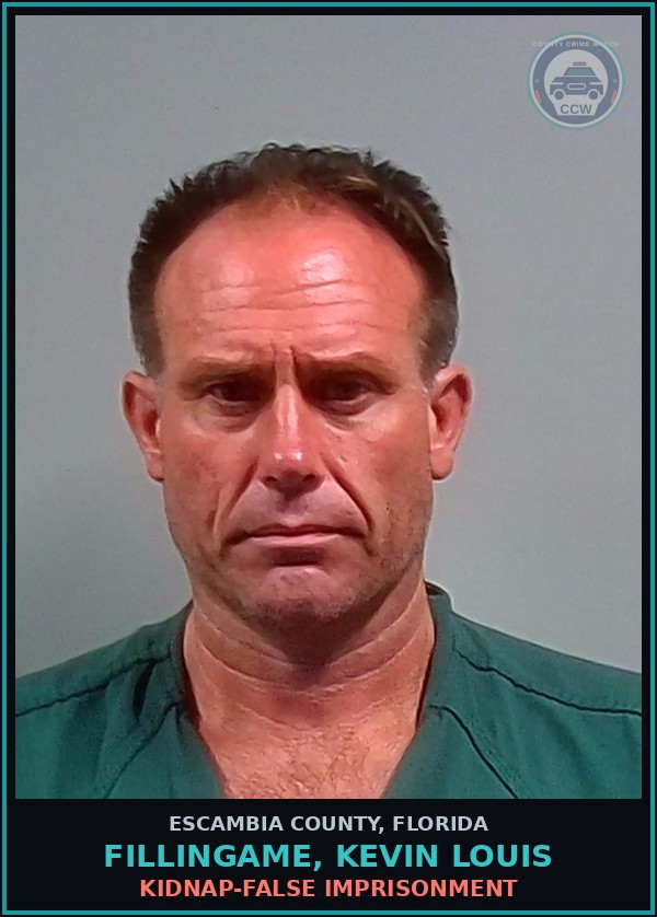 Booking mugshot of FILLINGAME, KEVIN LOUIS in Escambia County