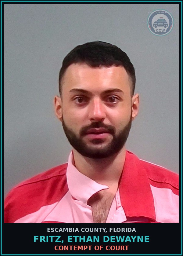 Booking mugshot of FRITZ, ETHAN DEWAYNE in Escambia County