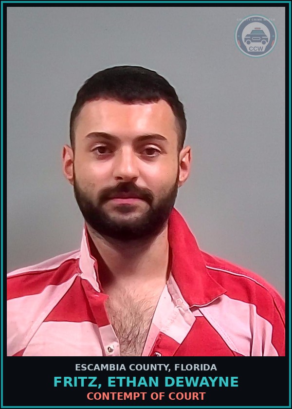Booking mugshot of FRITZ, ETHAN DEWAYNE in Escambia County