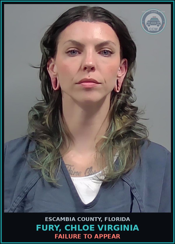Booking mugshot of FURY, CHLOE VIRGINIA in Escambia County