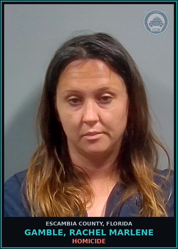Booking mugshot of GAMBLE, RACHEL MARLENE in Escambia County
