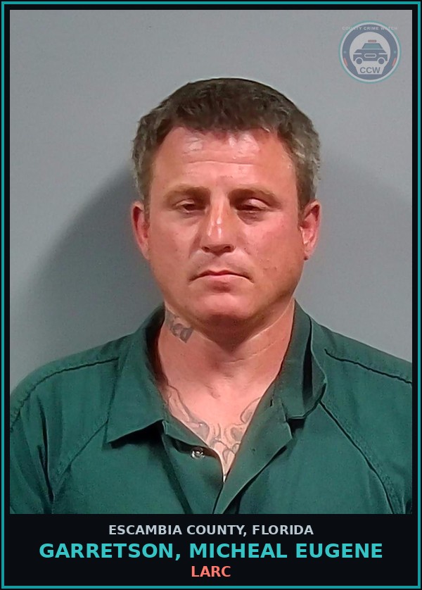 Booking mugshot of GARRETSON, MICHEAL EUGENE in Escambia County