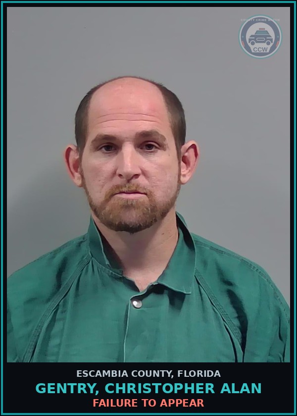 Booking mugshot of GENTRY, CHRISTOPHER ALAN in Escambia County