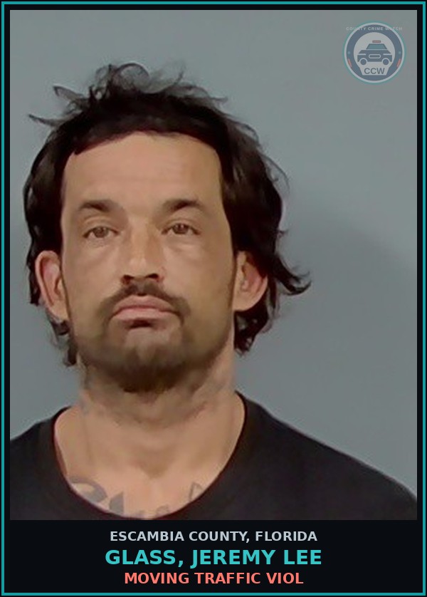 Booking mugshot of GLASS, JEREMY LEE in Escambia County