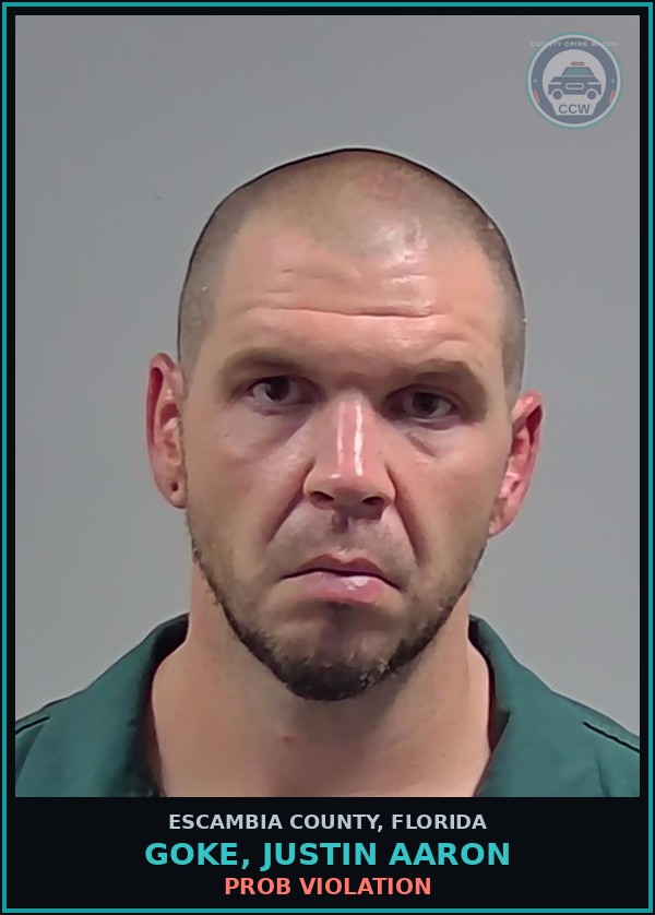 Booking mugshot of GOKE, JUSTIN AARON in Escambia County