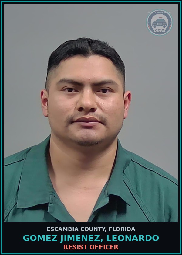 Booking mugshot of GOMEZ JIMENEZ, LEONARDO in Escambia County