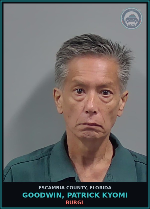 Booking mugshot of GOODWIN, PATRICK KYOMI in Escambia County