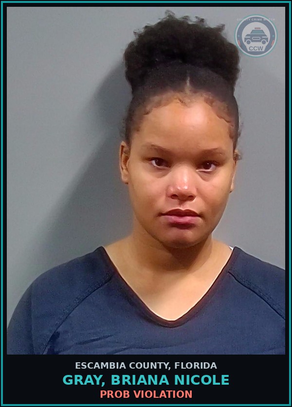Booking mugshot of GRAY, BRIANA NICOLE in Escambia County