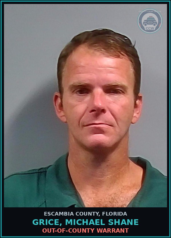 Booking mugshot of GRICE, MICHAEL SHANE in Escambia County