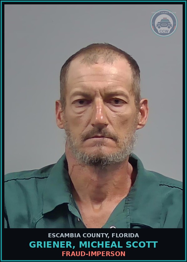 Booking mugshot of GRIENER, MICHEAL SCOTT in Escambia County