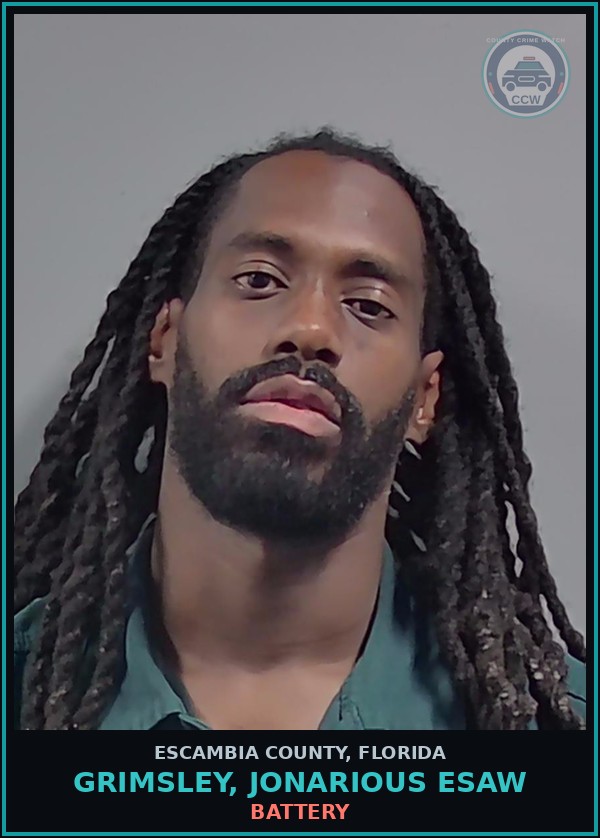 Booking mugshot of GRIMSLEY, JONARIOUS ESAW in Escambia County