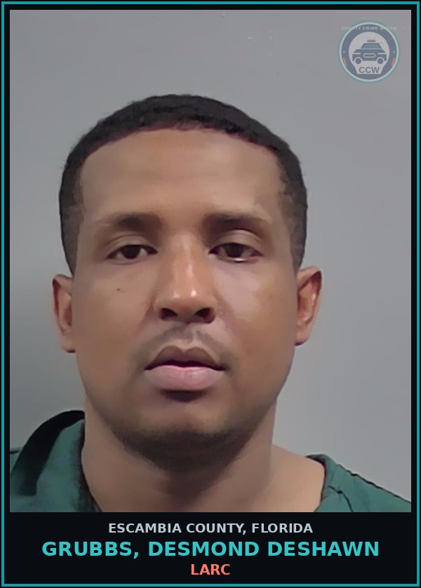 Booking mugshot of GRUBBS, DESMOND DESHAWN in Escambia County