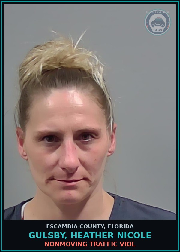 Booking mugshot of GULSBY, HEATHER NICOLE in Escambia County