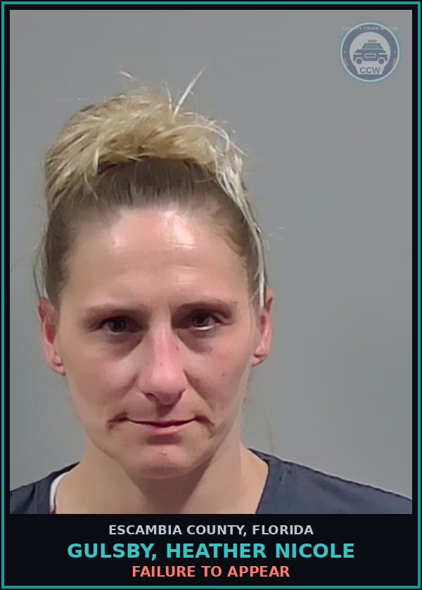 Booking mugshot of GULSBY, HEATHER NICOLE in Escambia County