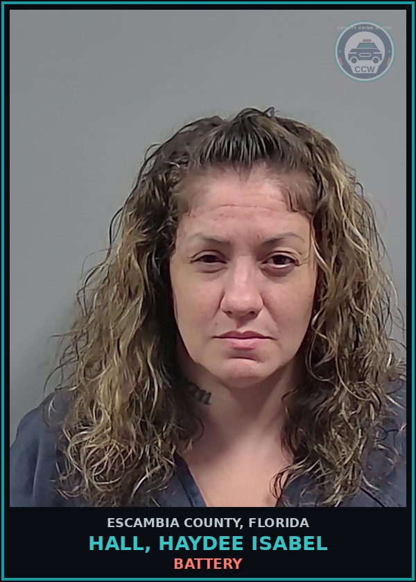 Booking mugshot of HALL, HAYDEE ISABEL in Escambia County