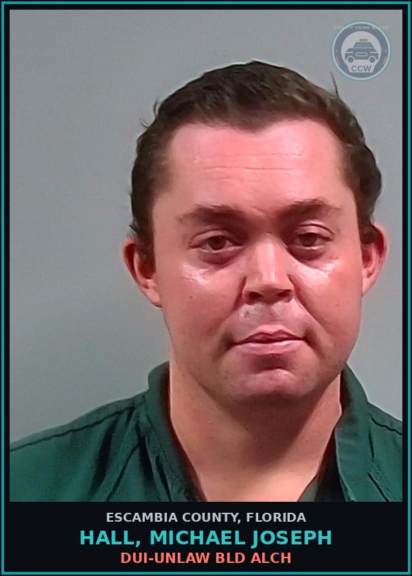 Booking mugshot of HALL, MICHAEL JOSEPH in Escambia County