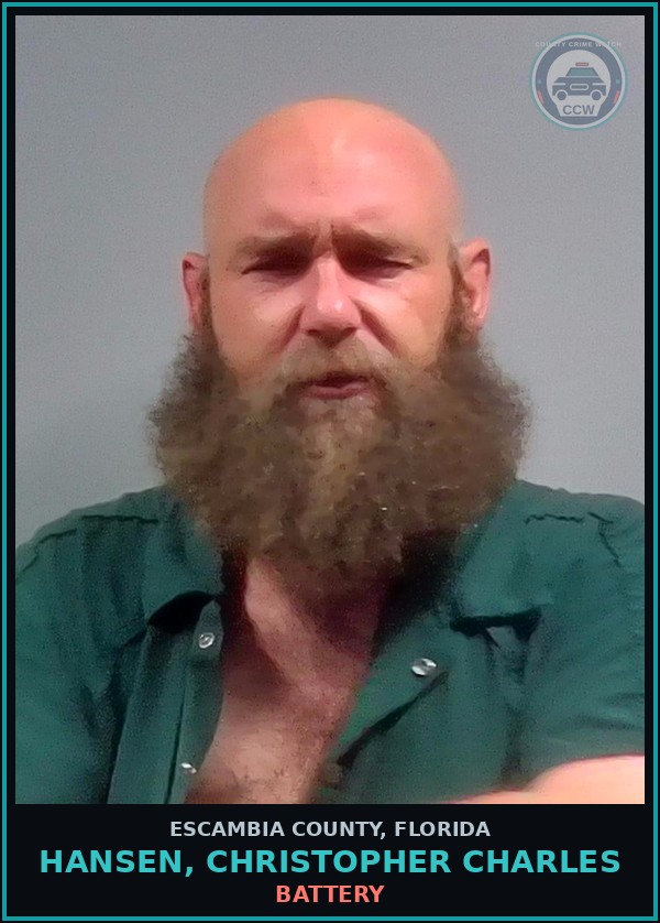 Booking mugshot of HANSEN, CHRISTOPHER CHARLES in Escambia County
