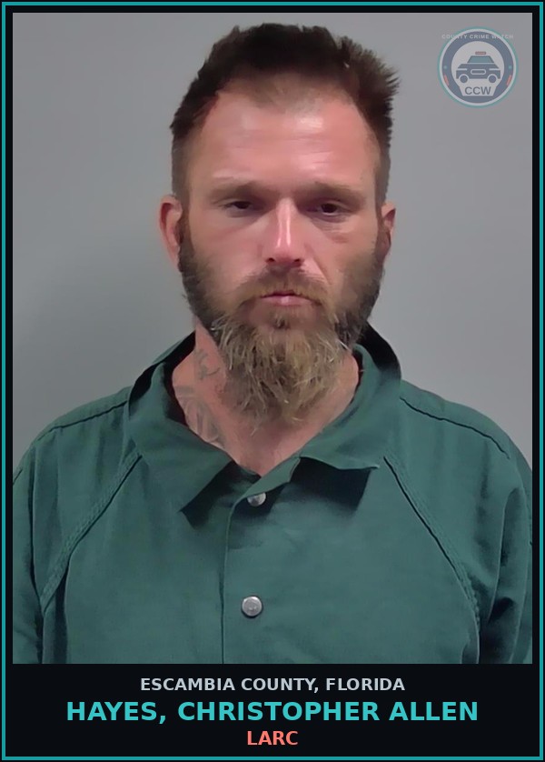 Booking mugshot of HAYES, CHRISTOPHER ALLEN in Escambia County