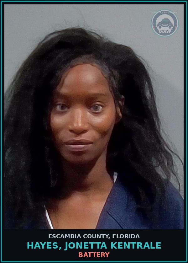 Booking mugshot of HAYES, JONETTA KENTRALE in Escambia County