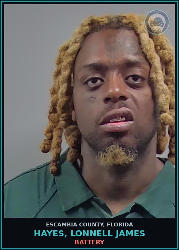 Booking mugshot of HAYES, LONNELL JAMES in Escambia County