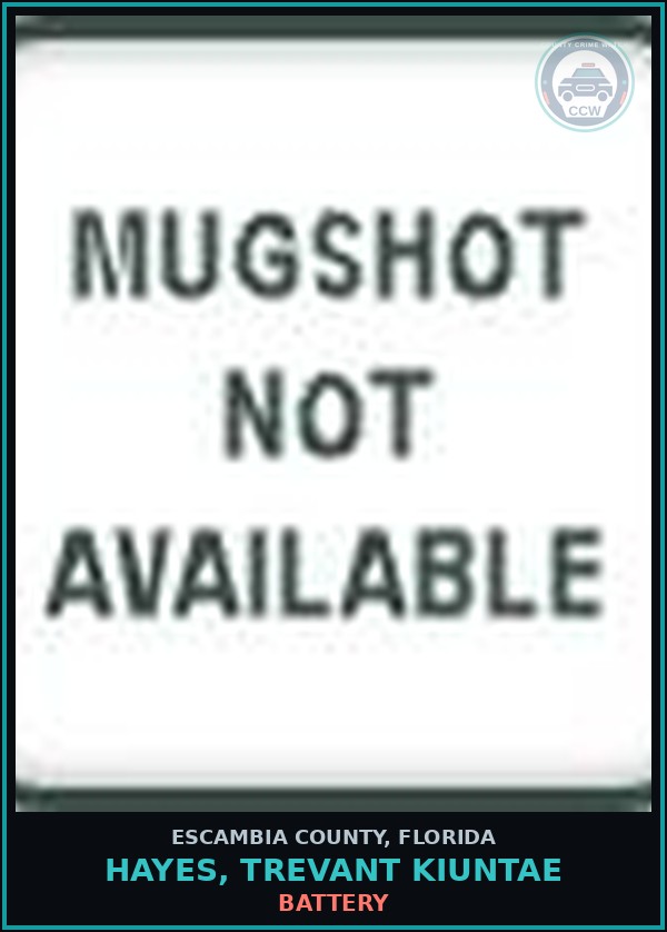 Booking mugshot of HAYES, TREVANT KIUNTAE in Escambia County