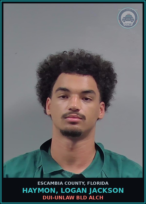 Booking mugshot of HAYMON, LOGAN JACKSON in Escambia County
